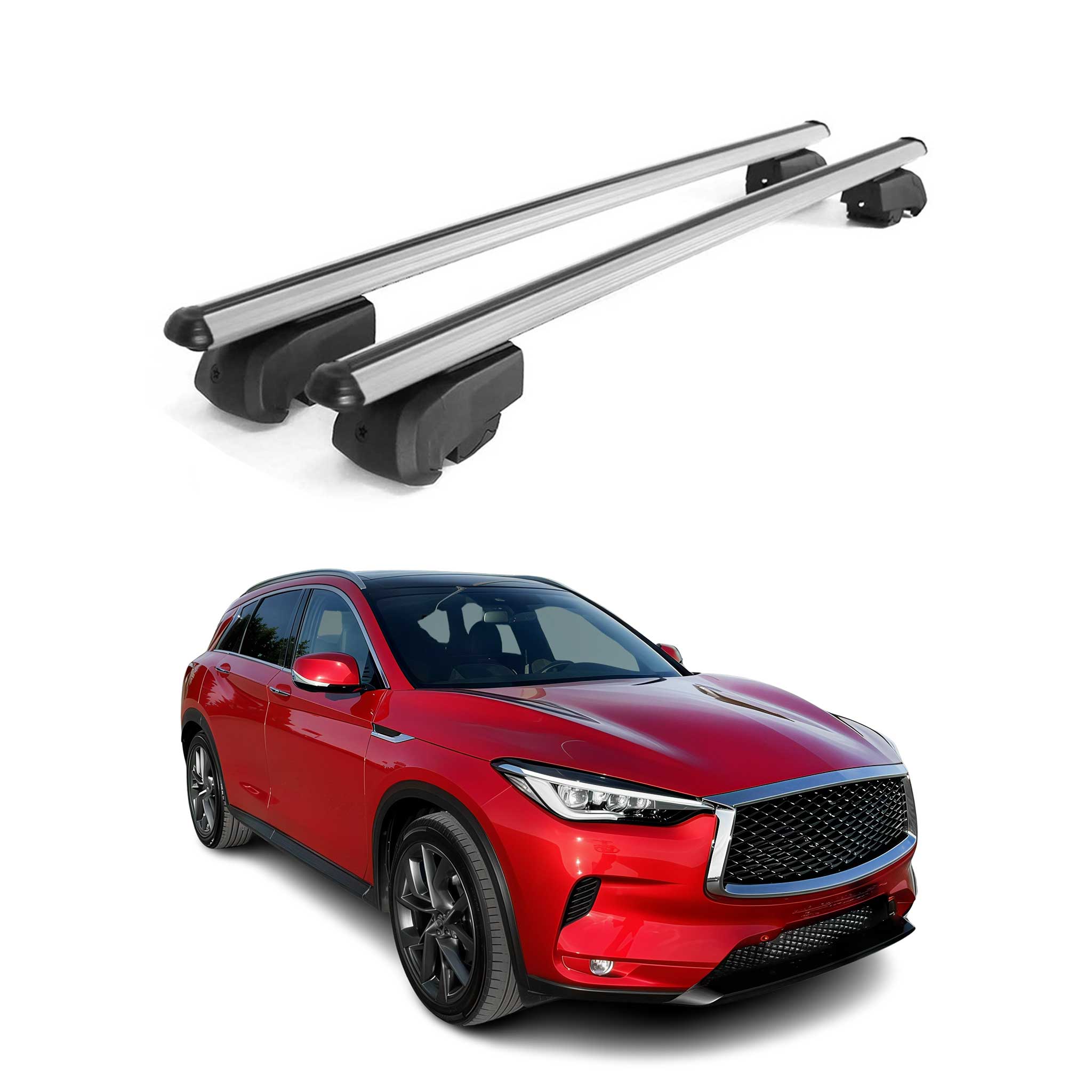 Barres de toit Transversales pour Infiniti QX50 2013-2023 Aluminium Gris ABE