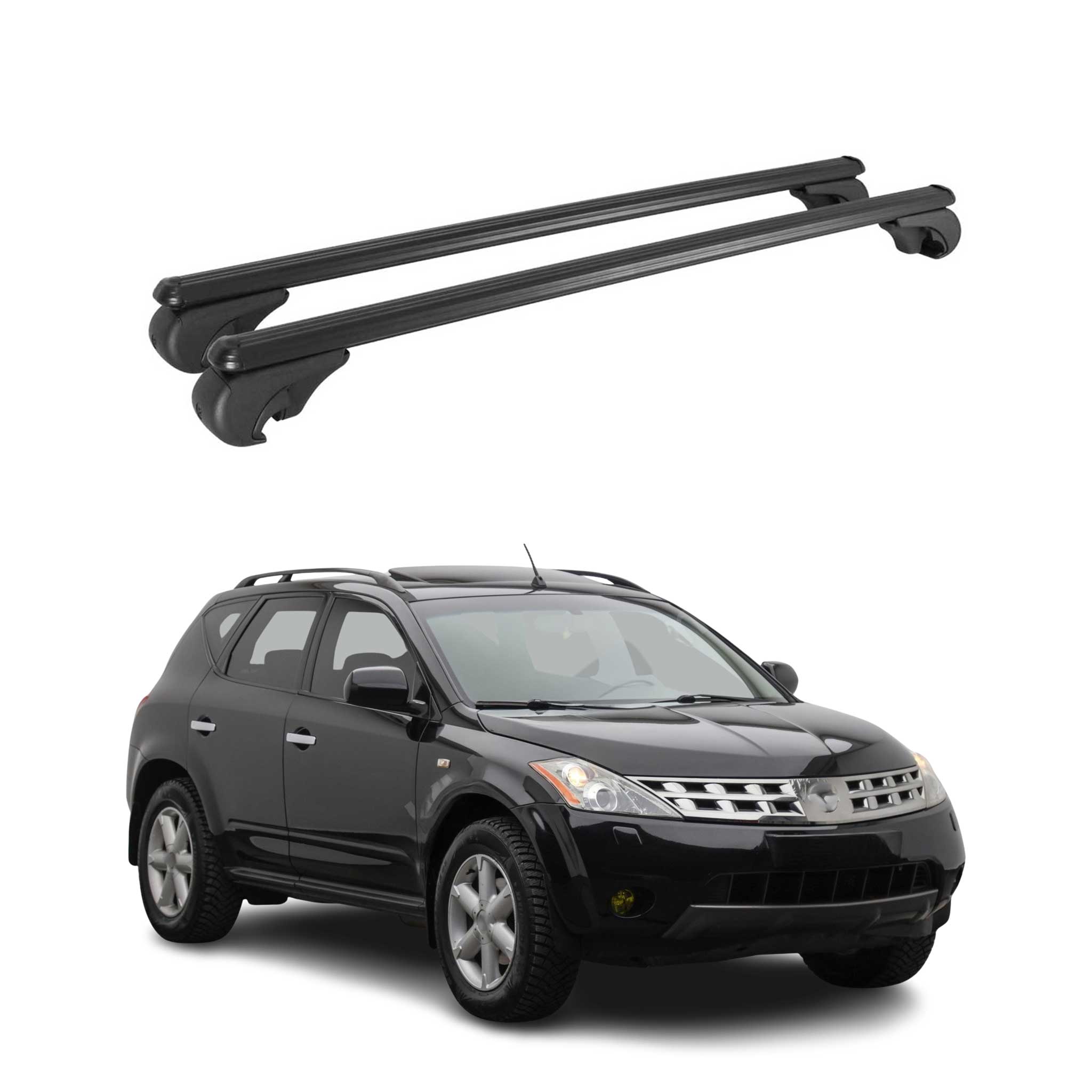 Barres de toit Transversales pour Nissan Murano I 2005-2008 TÜV Alu Noir 2Pcs