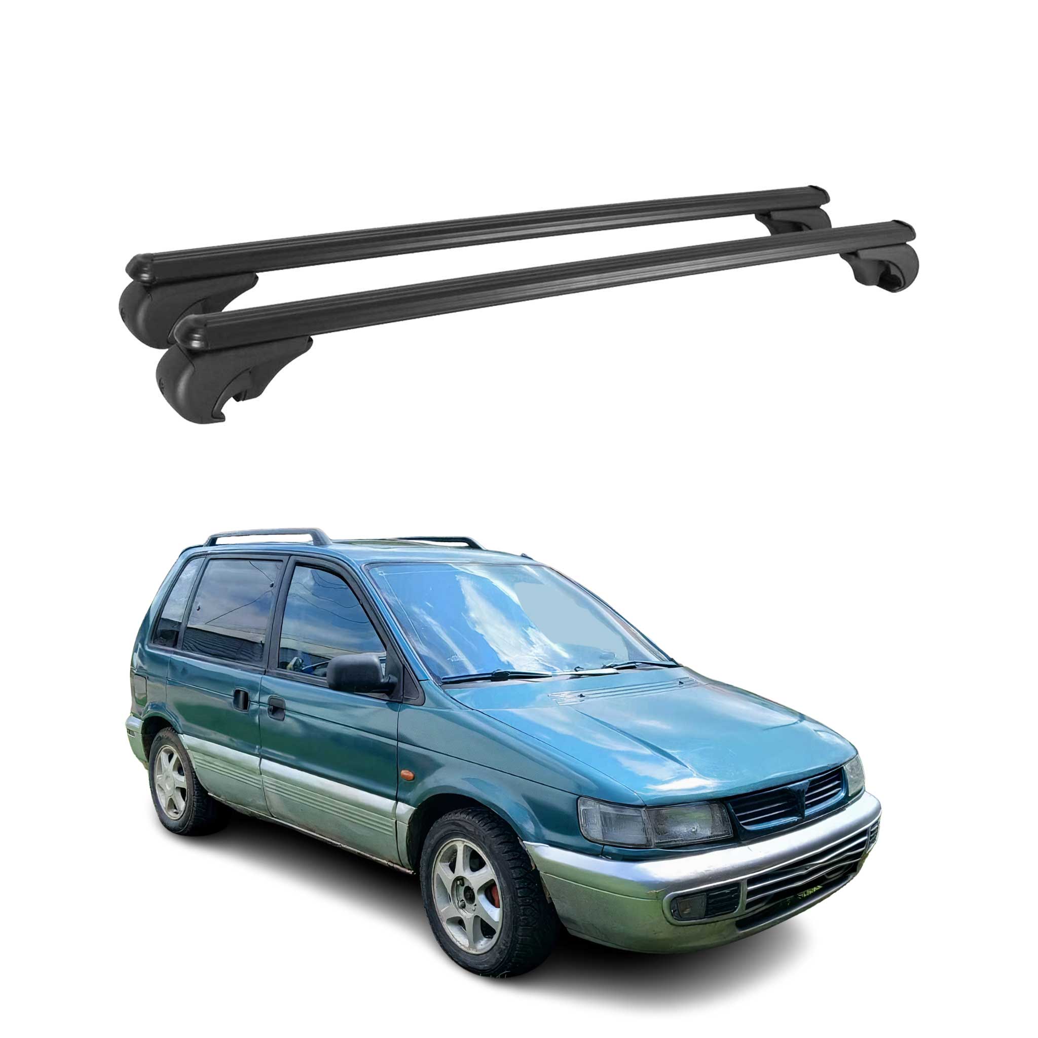 Barres de toit Transversales pour Mitsubishi Space Runner 1992-1999 Alu Noir