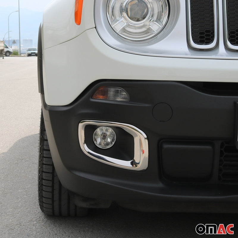 Cadre Phare Antibrouillard pour Jeep Renegade 2014-2019 en acier inox Chromé