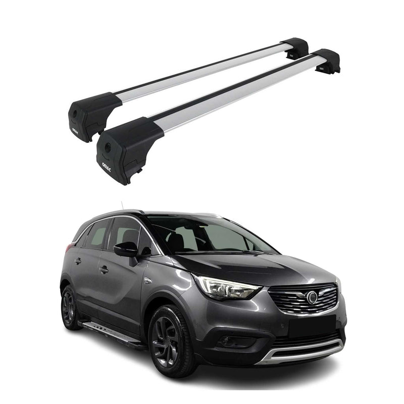 Barres de Toit Transversales pour Opel Crossland X 2017-2022 Alu Gris ABE 2x