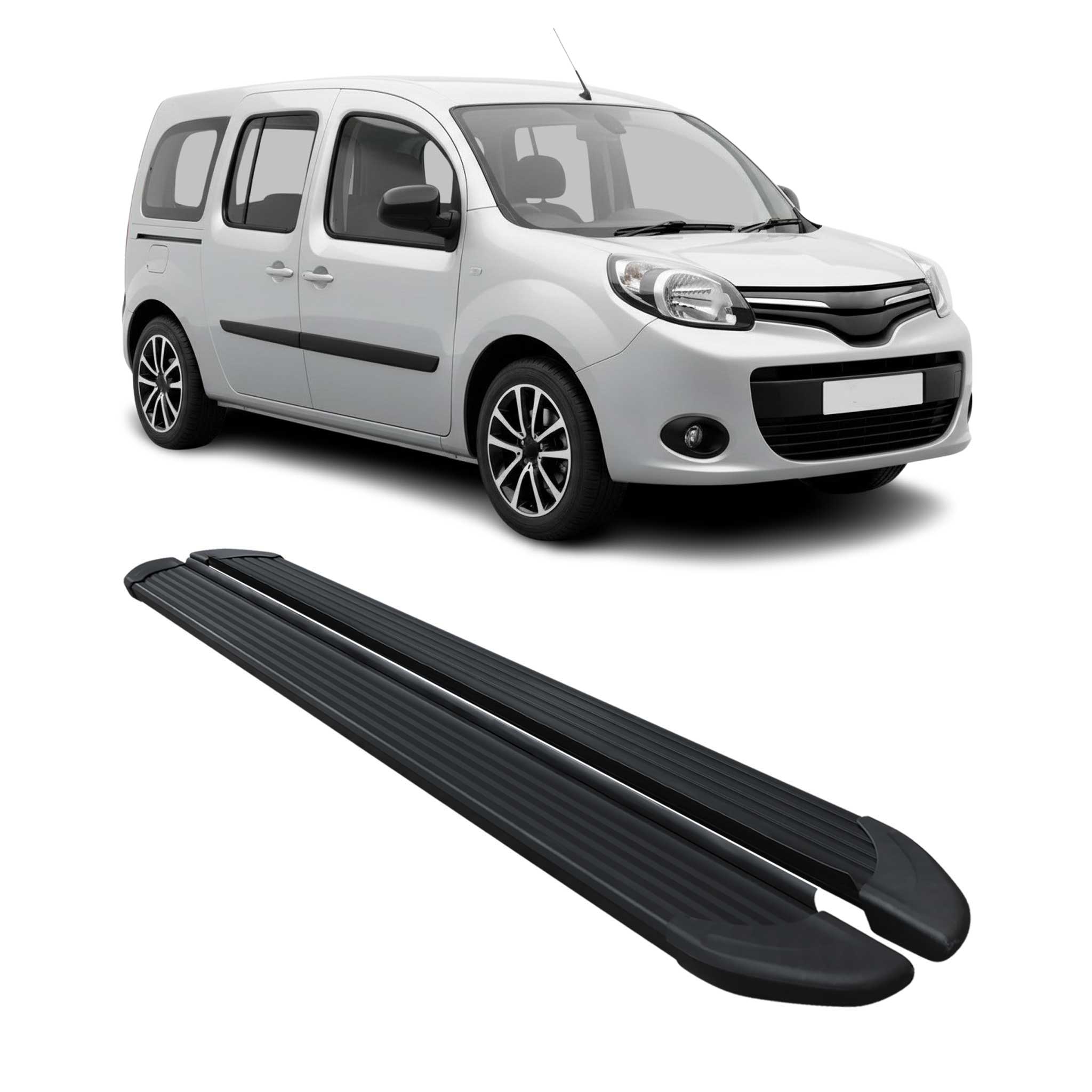 Marchepieds Latéraux pédale pour Renault Kangoo 2008-2021 en Alu Noir 2Pcs
