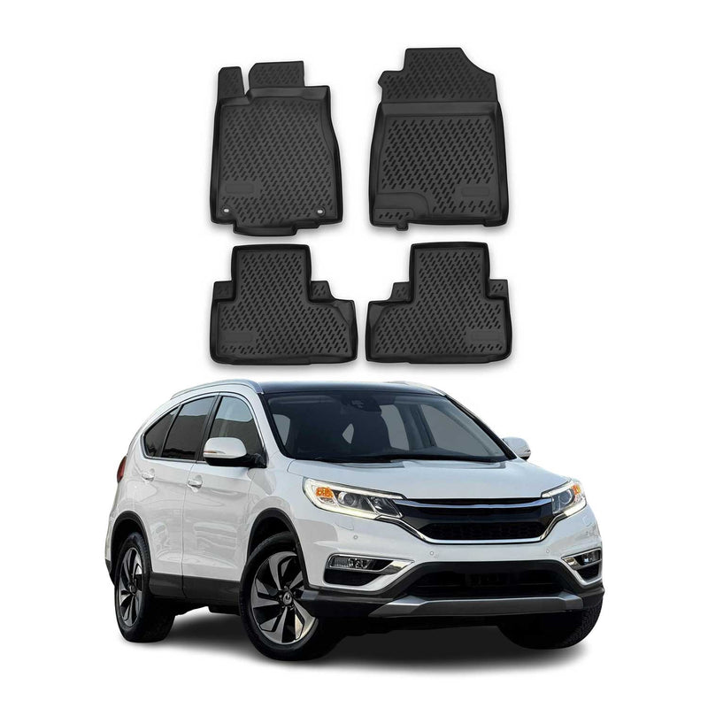 Tapis de sol pour Honda CR-V 2012-2016 en caoutchouc TPE 3D Noir 4Pcs