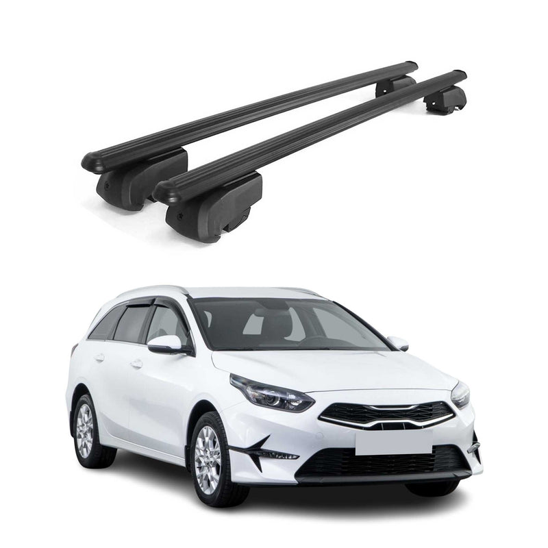 Barres de toit Transversales pour Kia Ceed Break 2019-2021 Alu Noir ABE