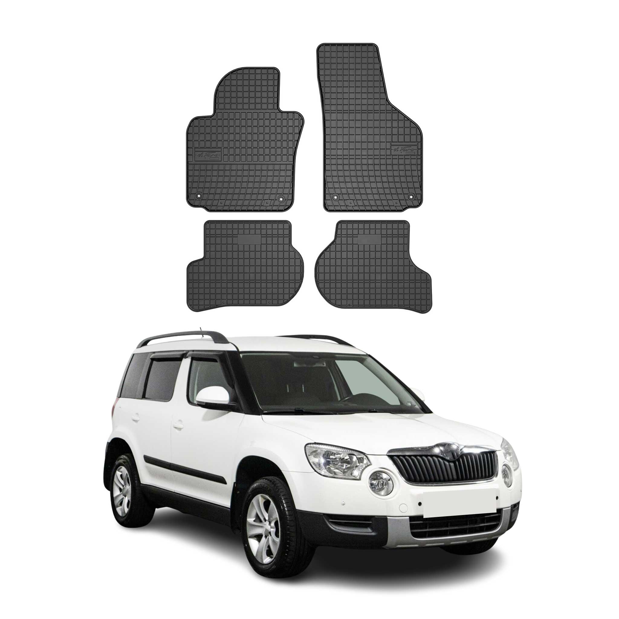 Tapis de Sol pour Skoda Yeti 2009-2017 OMAC Noir Caoutchouc