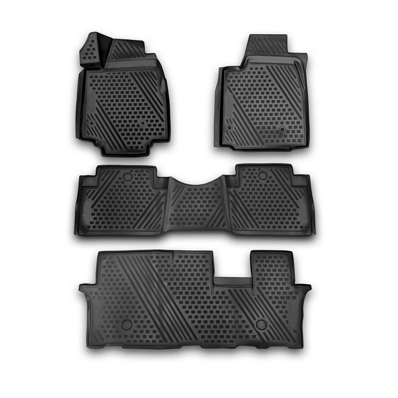 Tapis de sol pour Honda Pilot 2008-2016 en caoutchouc TPE 3D Noir 4Pcs