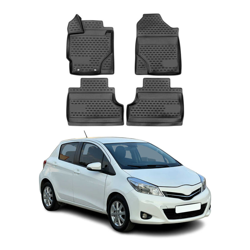 Tapis De Sol Pour Toyota Yaris P13 2010-2024 En Caoutchouc TPE 3D Noir 4x