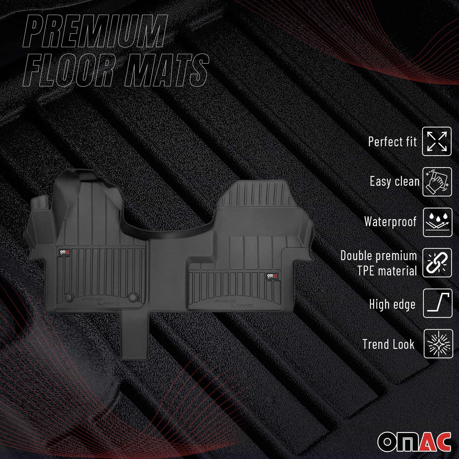 OMAC Tapis de sol sur mesure pour Mercedes sprinter w907 2018-2026 en TPE