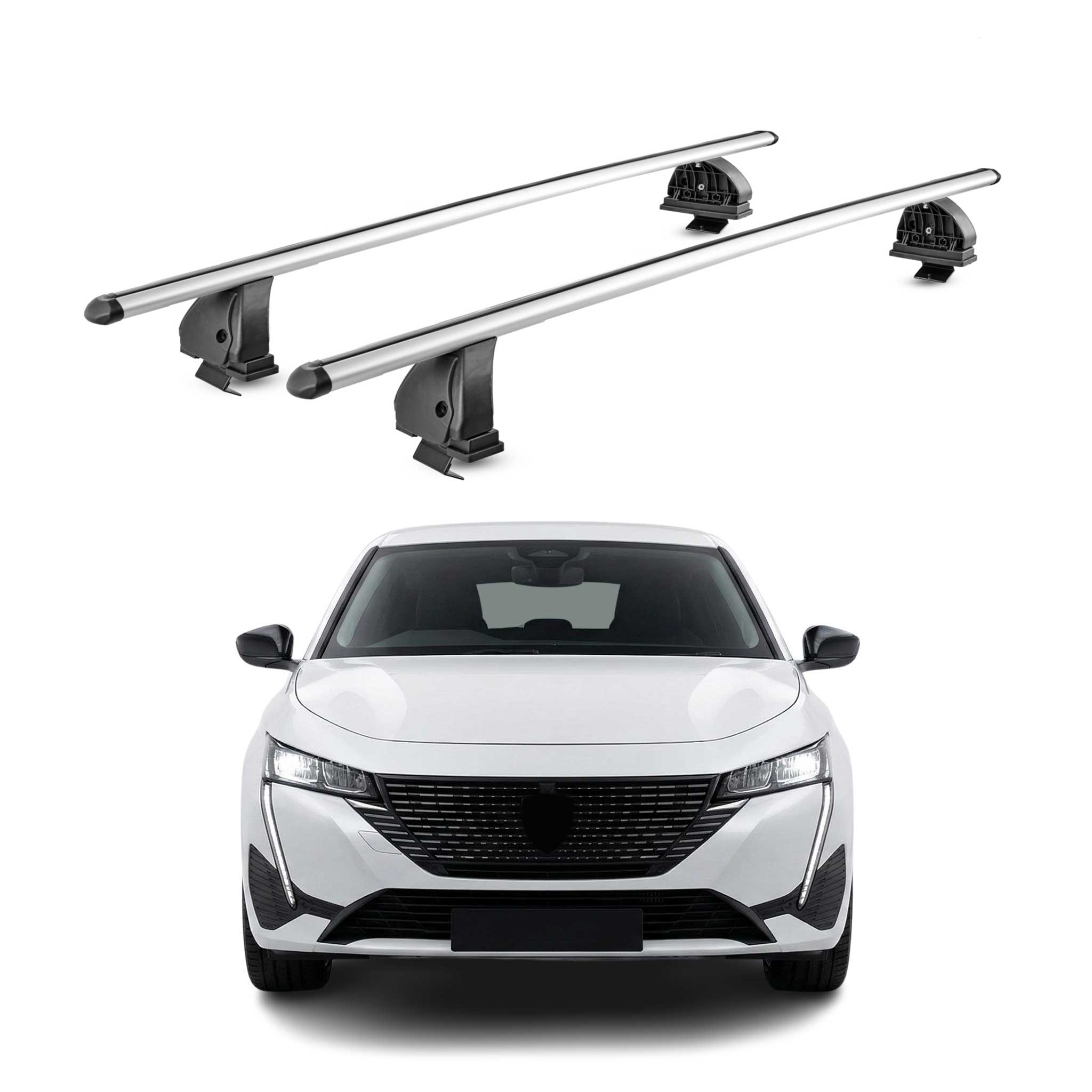 Barres de toit transversales Alu pour Peugeot 308 III HB Break 2021-2026 Gris
