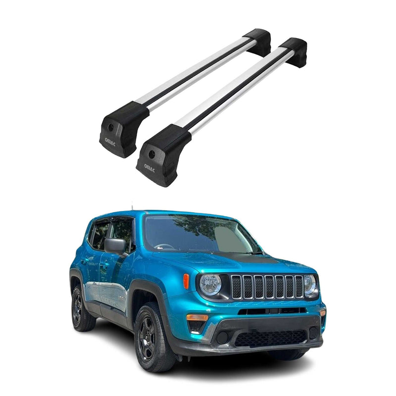 Barres de toit transversales pour Jeep Renegade 2014-2025 Aluminium Gris 2 pcs