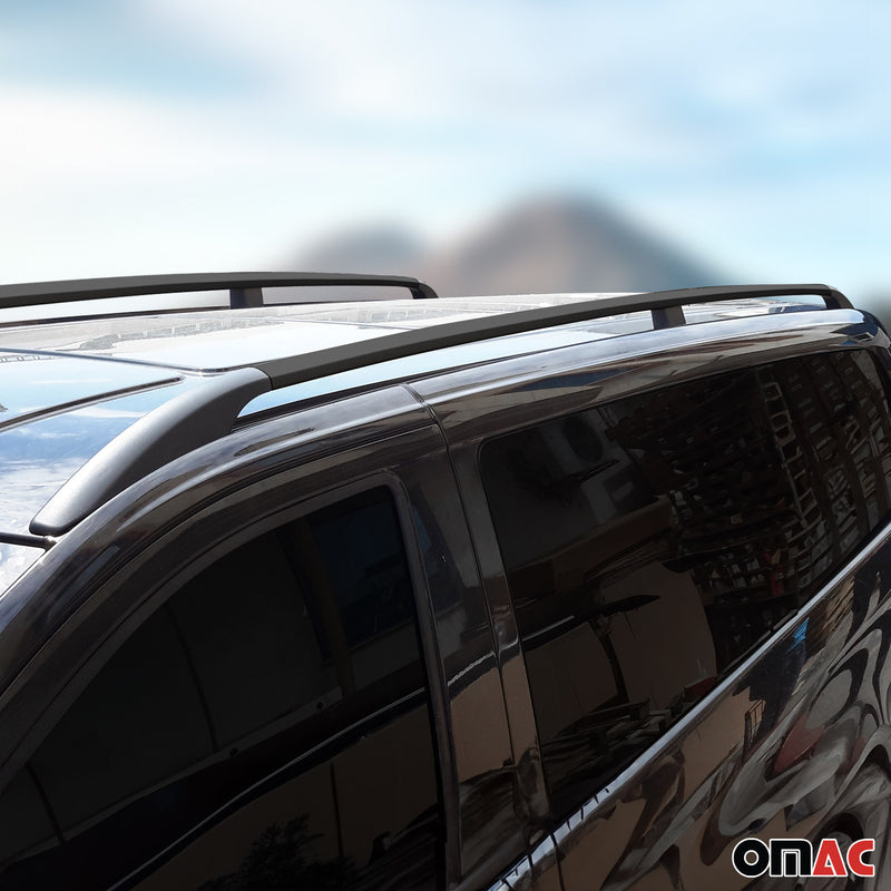 Barres de toit longitudinales pour VW Caddy 2021-2025 L1 Aluminium Noir 2x