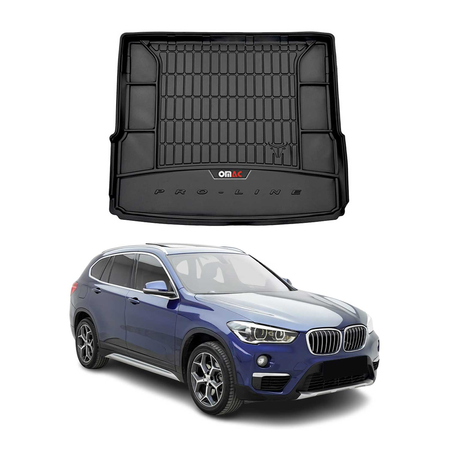 OMAC Tapis de coffre caoutchouc pour BMW X1 F48 2015-2022 Noir Premium