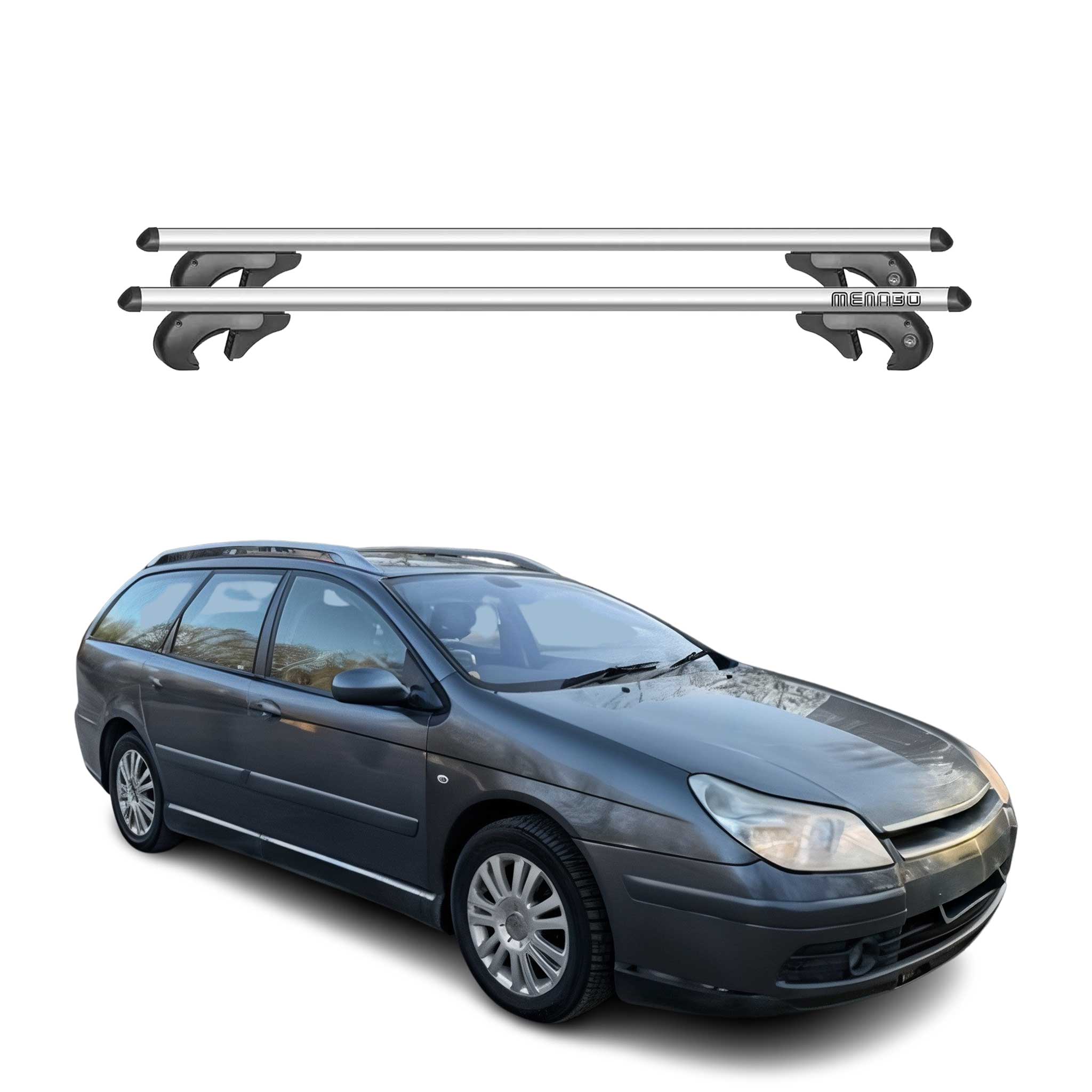 Barres de toit pour Citroen C5 Mk1 Tourer 2000-2007 90kg Aluminium Gris 2x