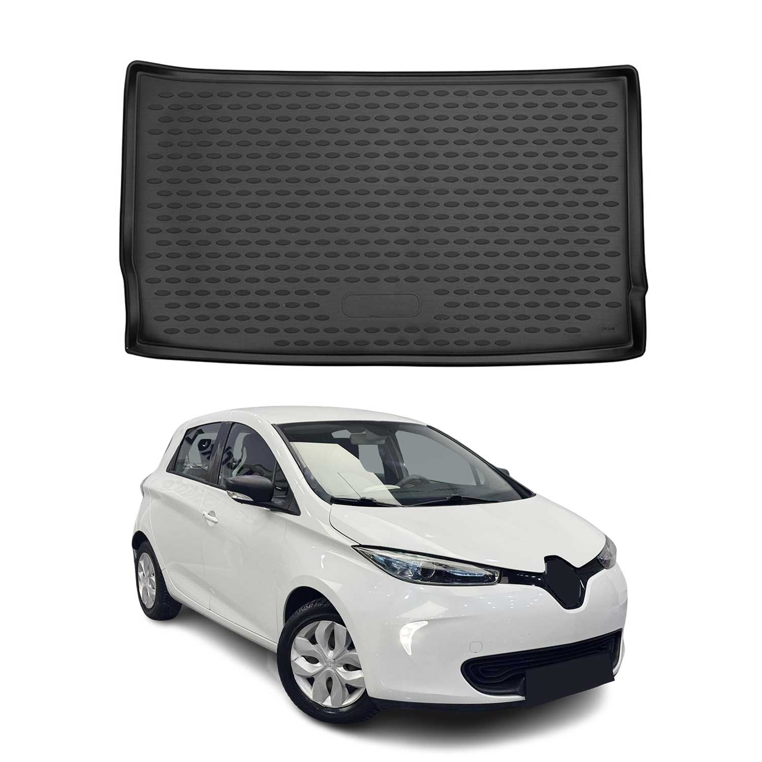 OMAC Tapis de coffre pour Renault Zoe 2012-2021 sur mesure en caoutchouc Noir