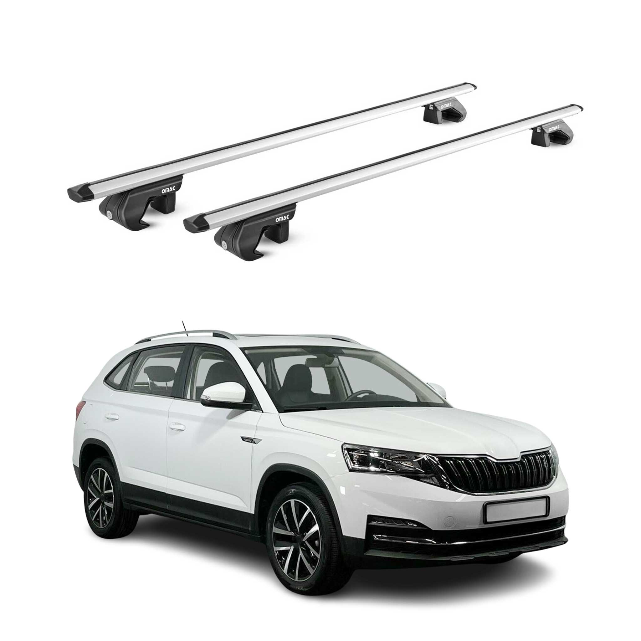 Barres de toit transversales pour Skoda Kamiq 2019-2026 Alu Gris Argenté 2x ABE