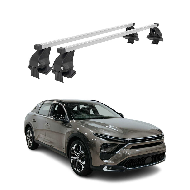 Menabo Barres de toit Transversales pour Citroen C5 X 2022-2025 Alu Argenté 2x