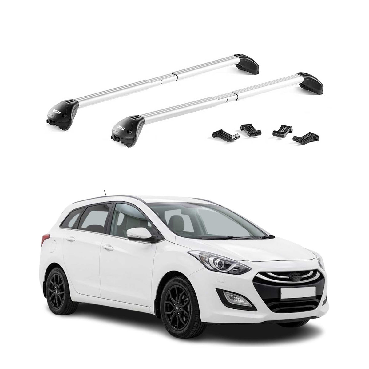 Barres de toit transversales pour Hyundai i30 III Break 2017-2026 Alu Gris ABE