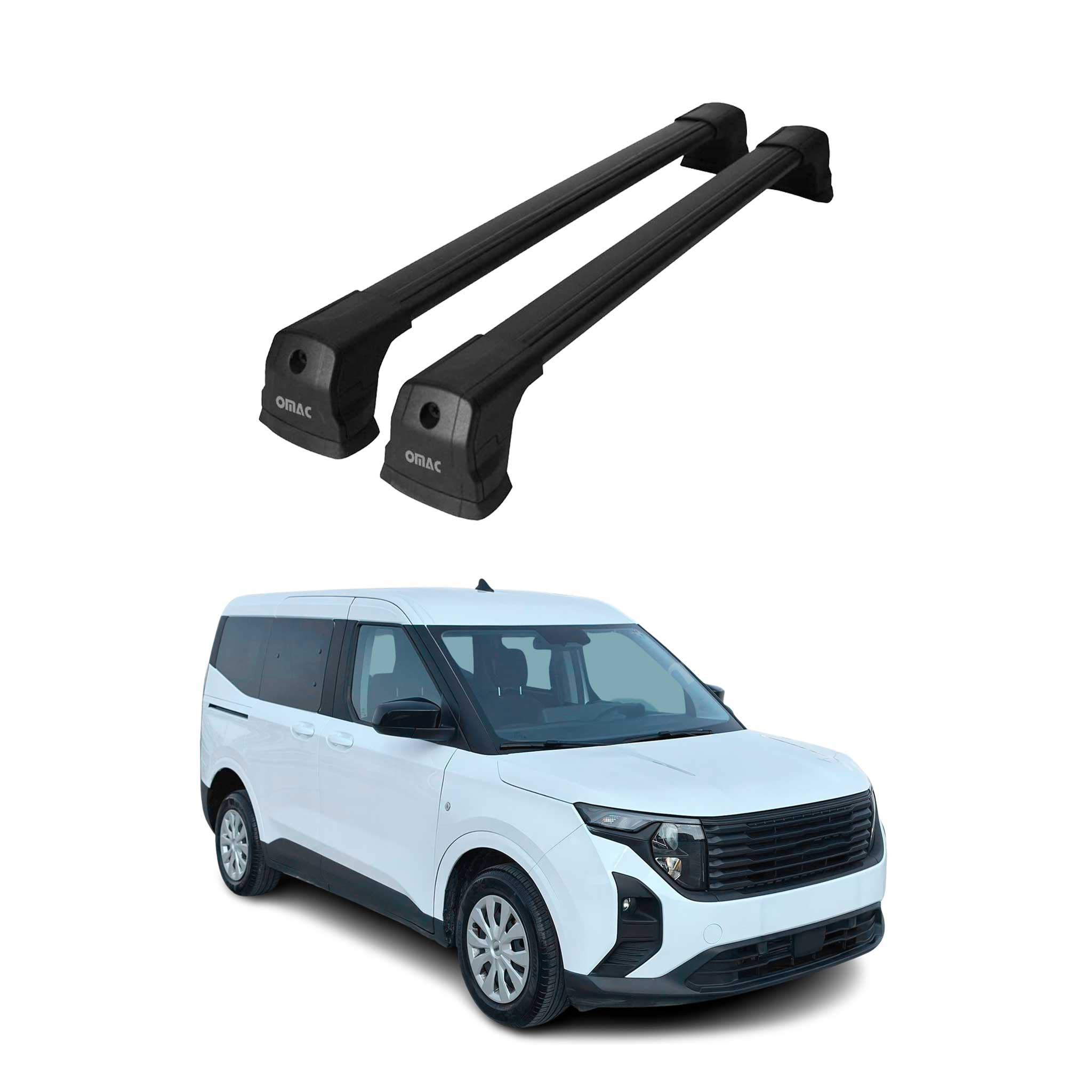 Barres de toit transversales pour Ford Transit Tourneo Custom 2023-2026 Noir Alu
