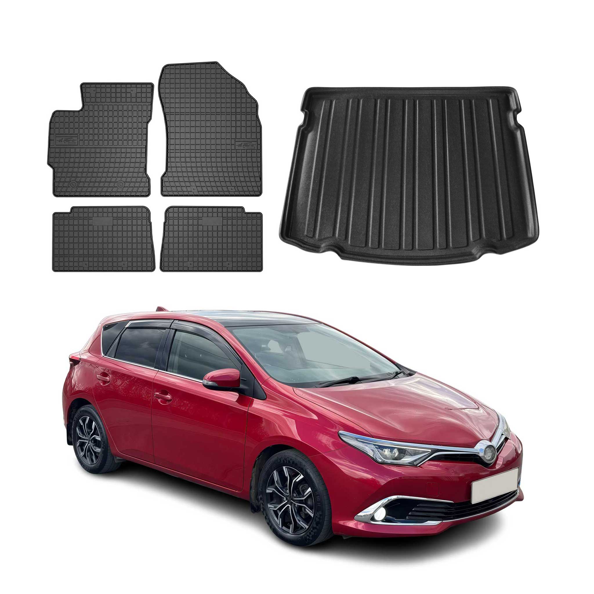 Kit Tapis de sol et coffre pour Toyota Auris 2012-2018 HB TPE Noir
