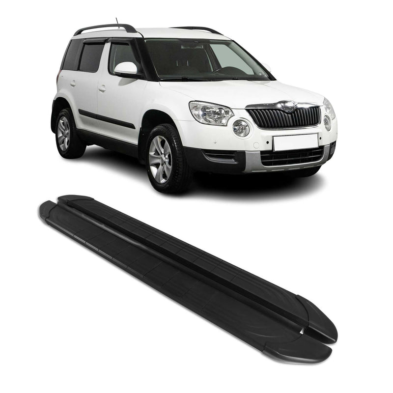 Marchepieds Latéraux pédale pour Skoda Yeti 2009-2017 2Pcs Aluminium Noir