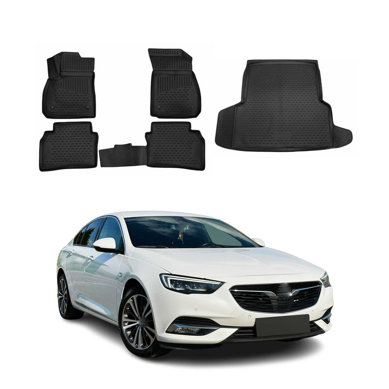 Kit Tapis de sol et coffre pour Opel Insignia B 2017-2024 SD en Caoutchouc Noir