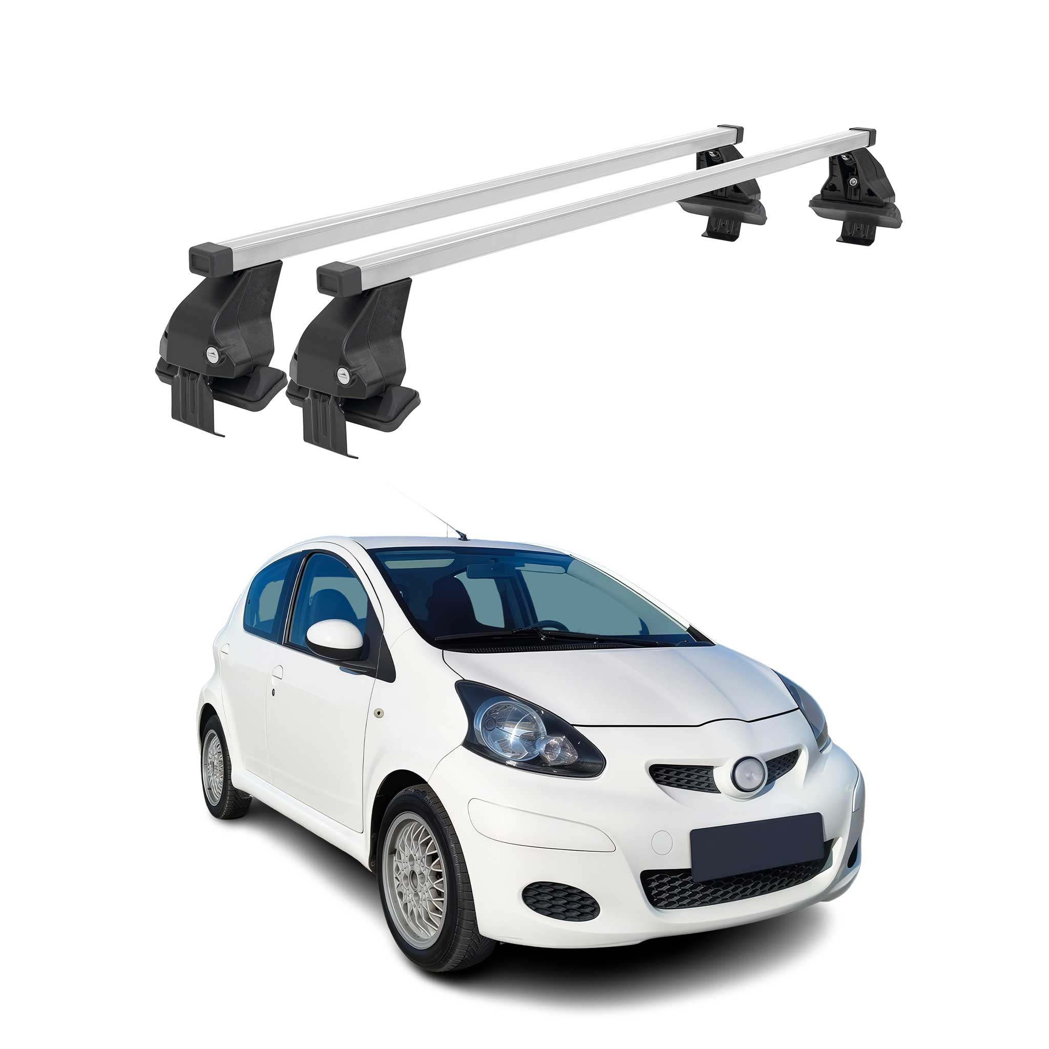 Barres de toit transversales pour Toyota Aygo I 2005-2014 Acier Gris