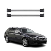 Barres de toit transversales pour Mazda 6 Break 2002-2008 Aluminium Gris 2x