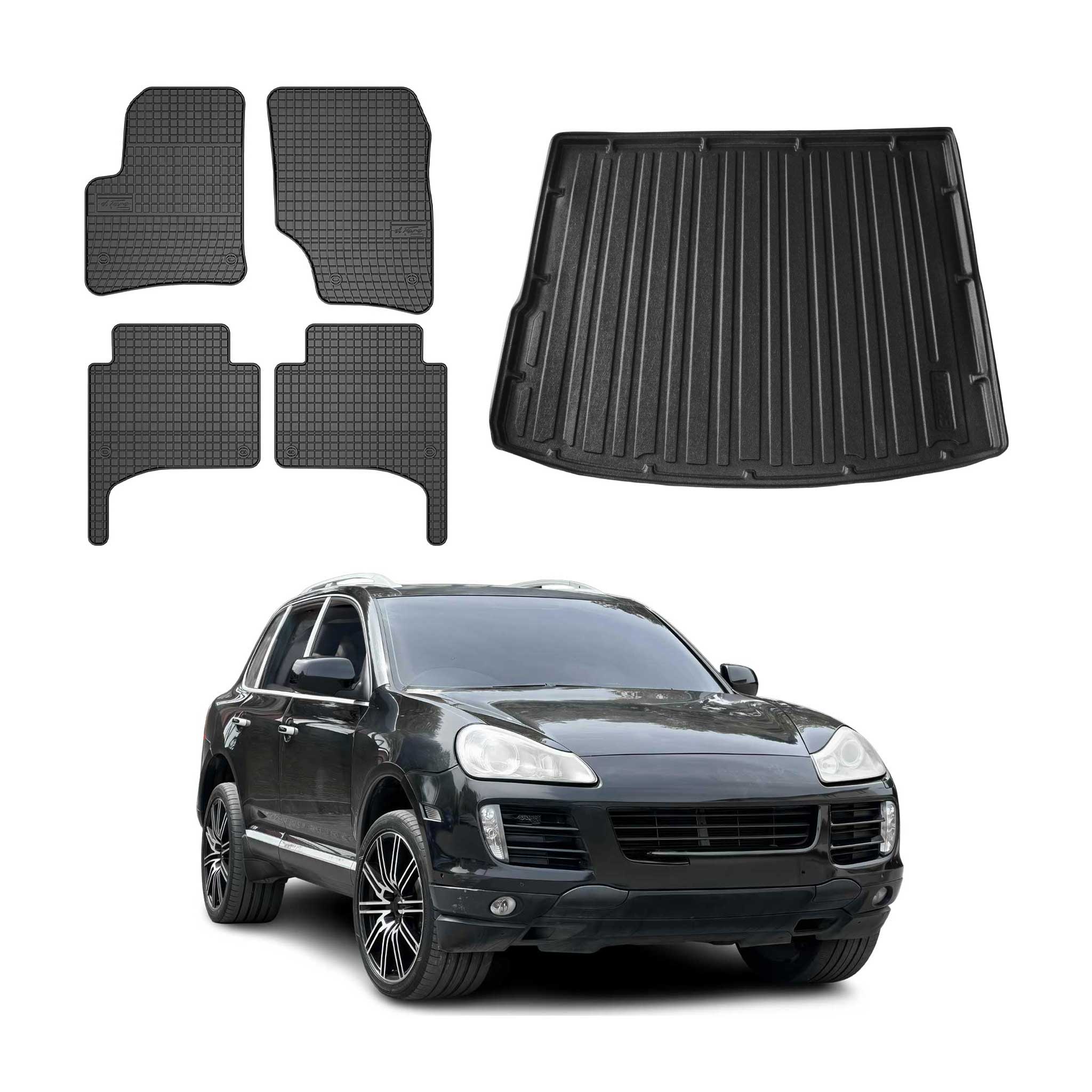 Kit Tapis de sol et coffre pour VW Touareg 2003-2009 TPE Noir
