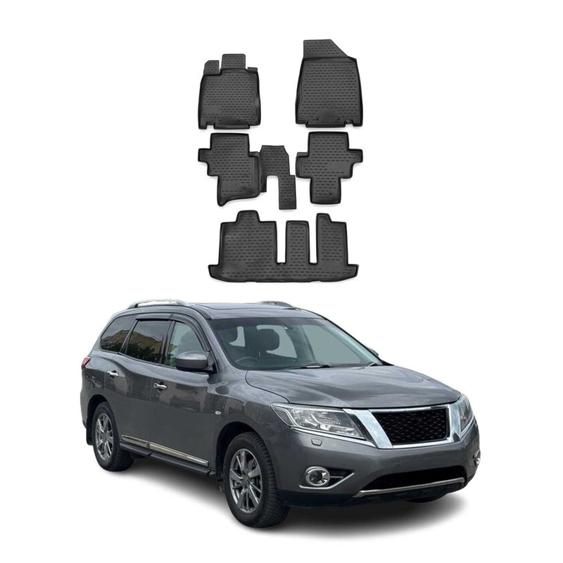 Tapis de sol pour Nissan Pathfinder R52 2013-2016 en caoutchouc TPE 3D Noir 5Pcs