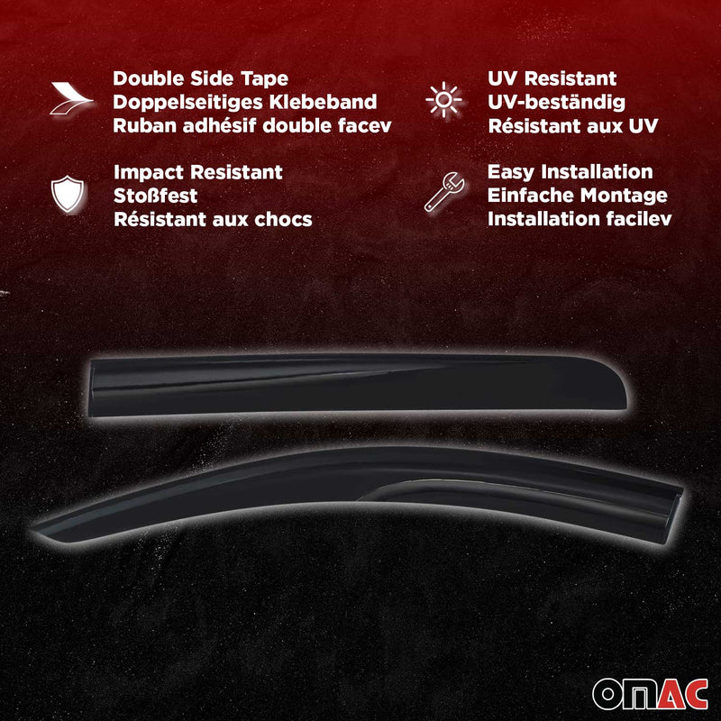 Déflecteurs De Vent Pluie D'air pour Fiat Fullback 2015-2020 4x Acrylique Noir