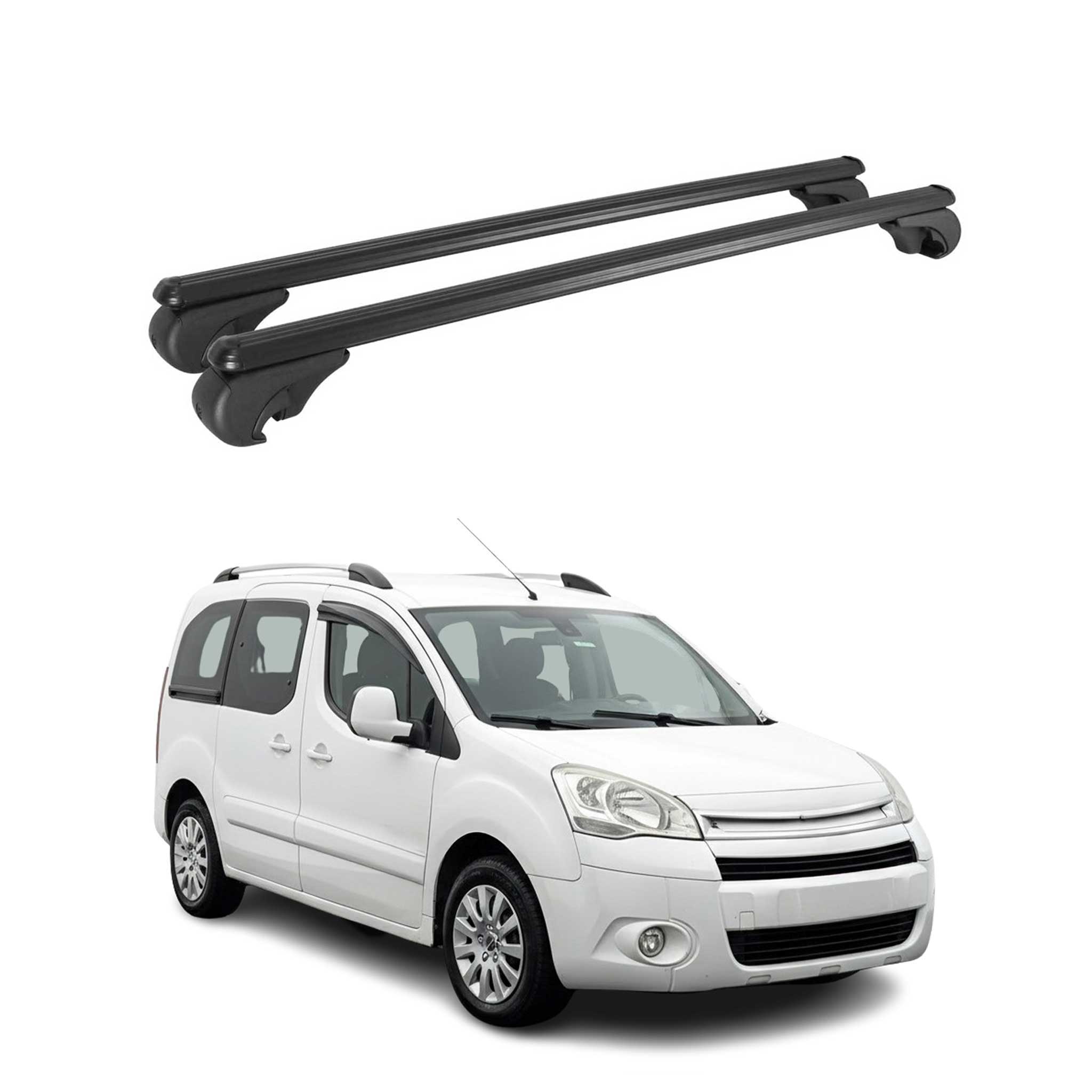 Barres de toit Transversales pour Citroen Berlingo 2008-2018 TÜV Alu Noir 2Pcs
