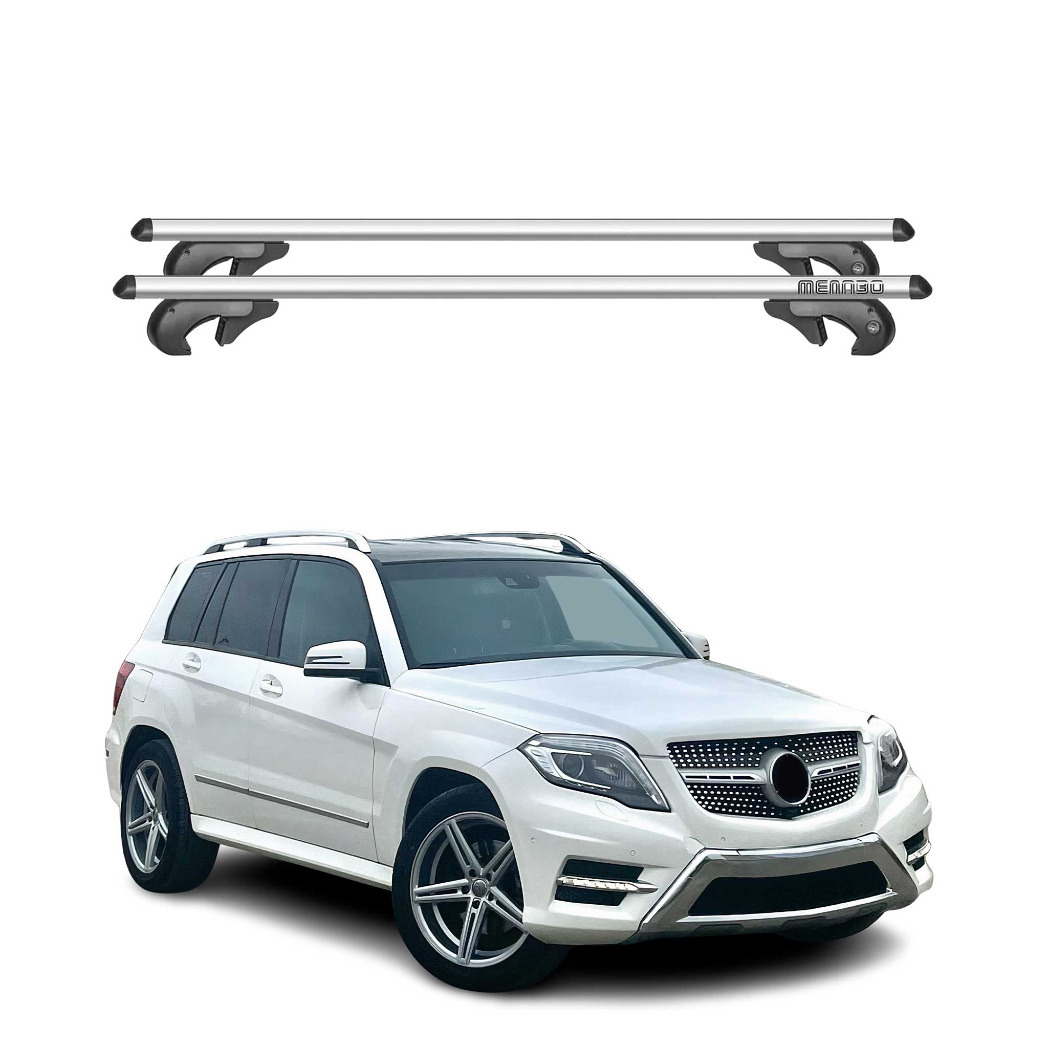 Barres de toit transversales pour Mercedes GLK Classe X204 2008-2015 Alu Gris 2x