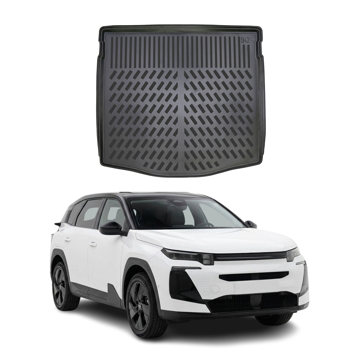 Tapis de coffre Supérieur pour Citroen E-C5 Aircross 2025-2027 Noir Caoutchouc