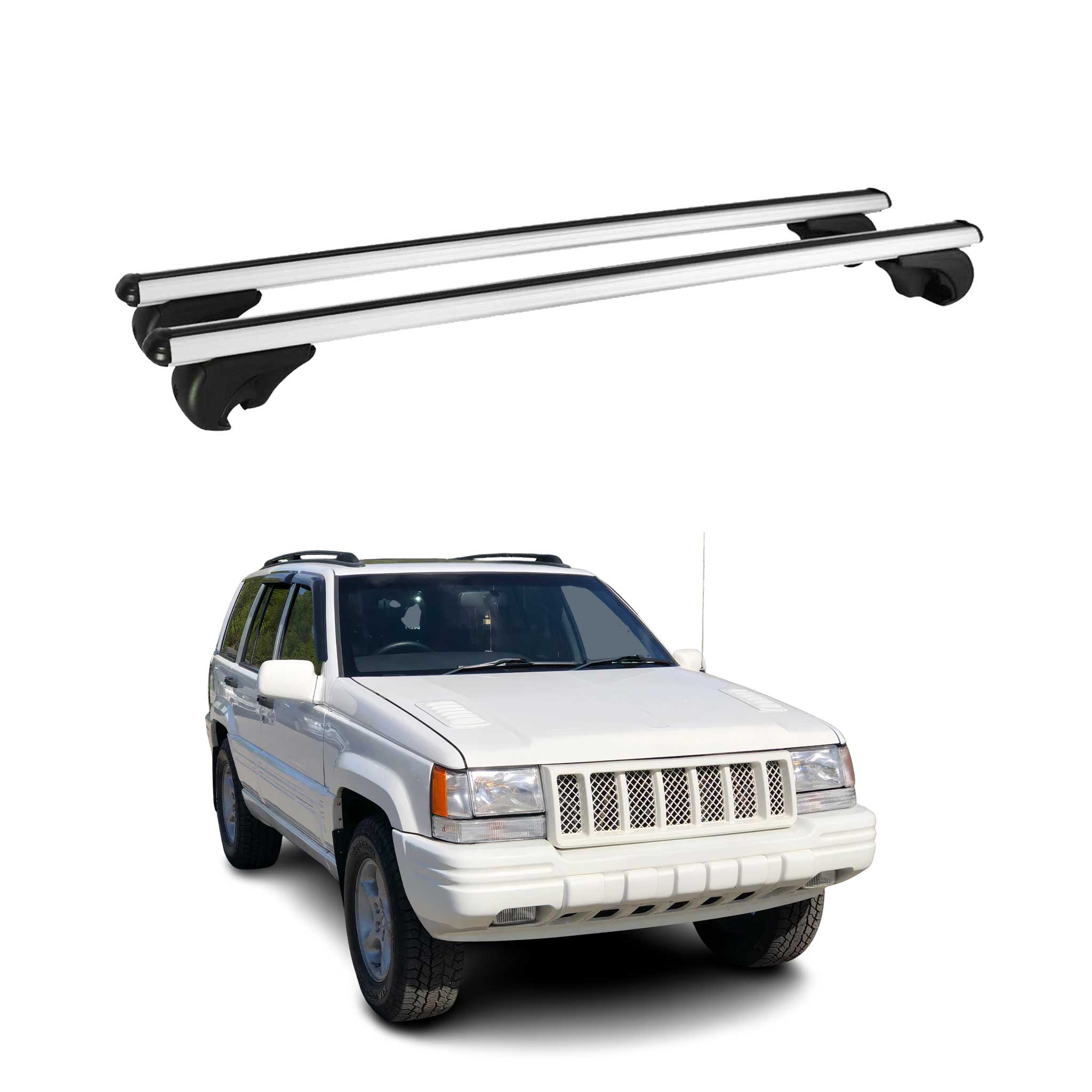 Barres de toit Transversales pour Jeep Grand Cherokee 1991-1999 Aluminium Argent