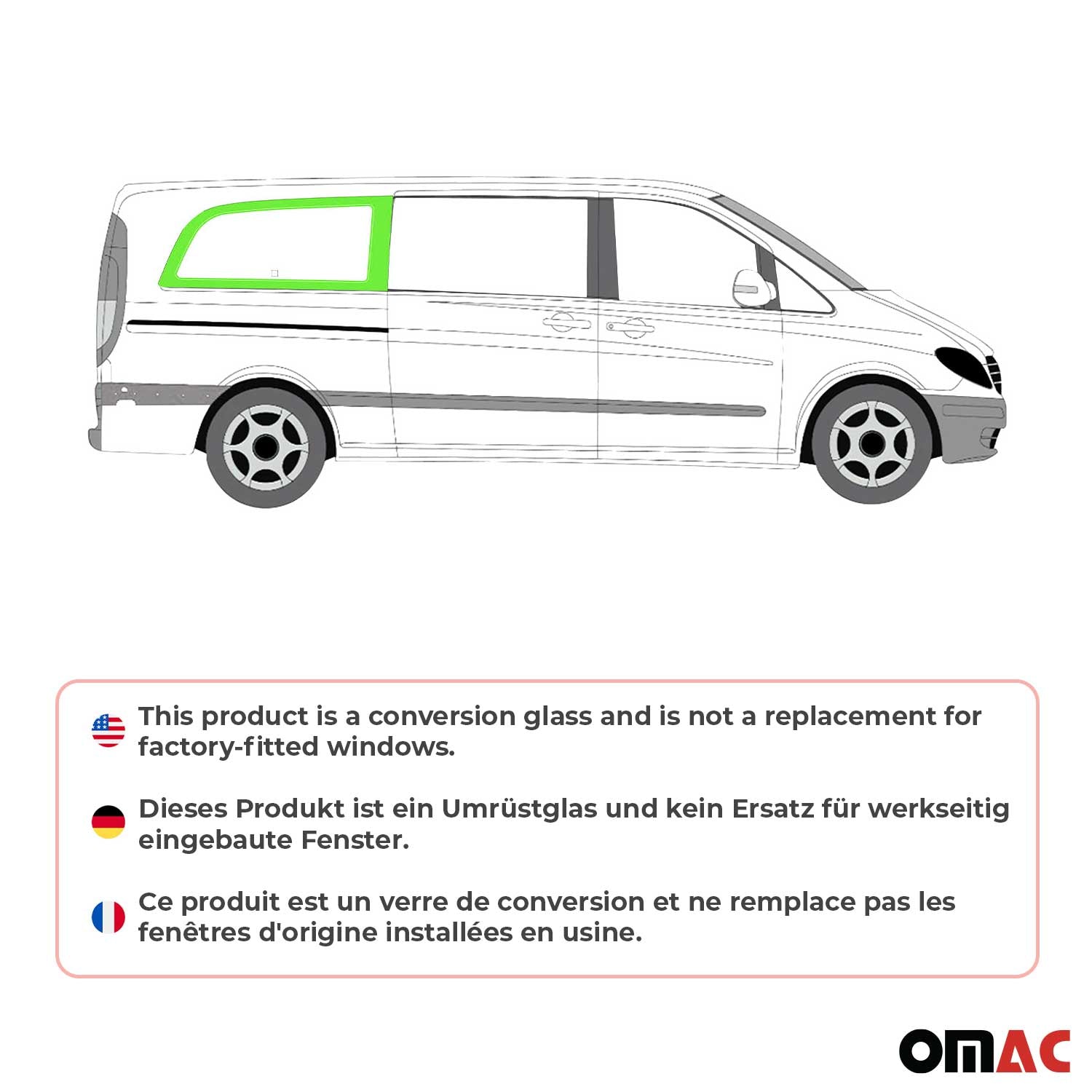 Vitre de Porte pour Mercedes Vito W639 2003-2014 L3 Arrière Droit Verre fixe