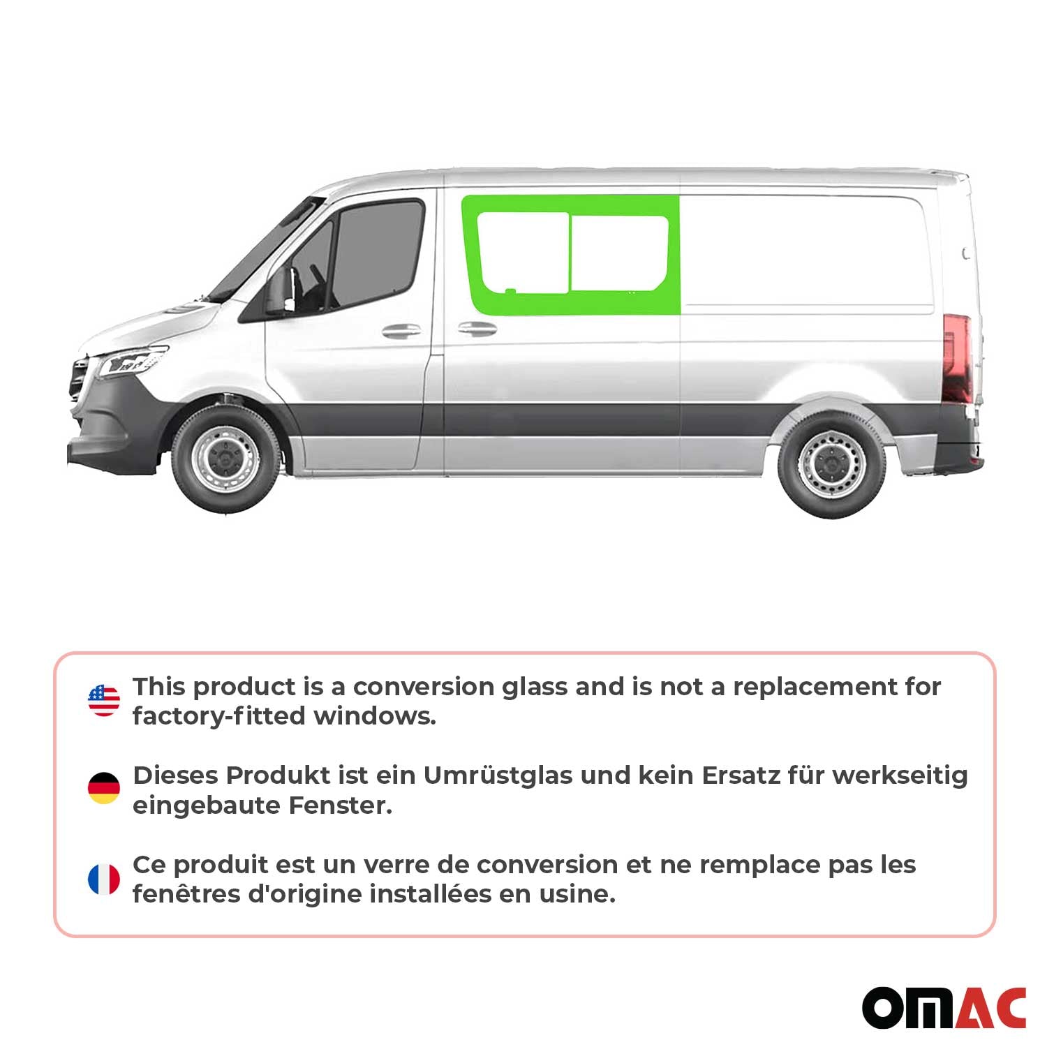 Vitre Porte pour Mercedes Sprinter W907 2018-2026 L2 L3 L4 Gauche coulissante