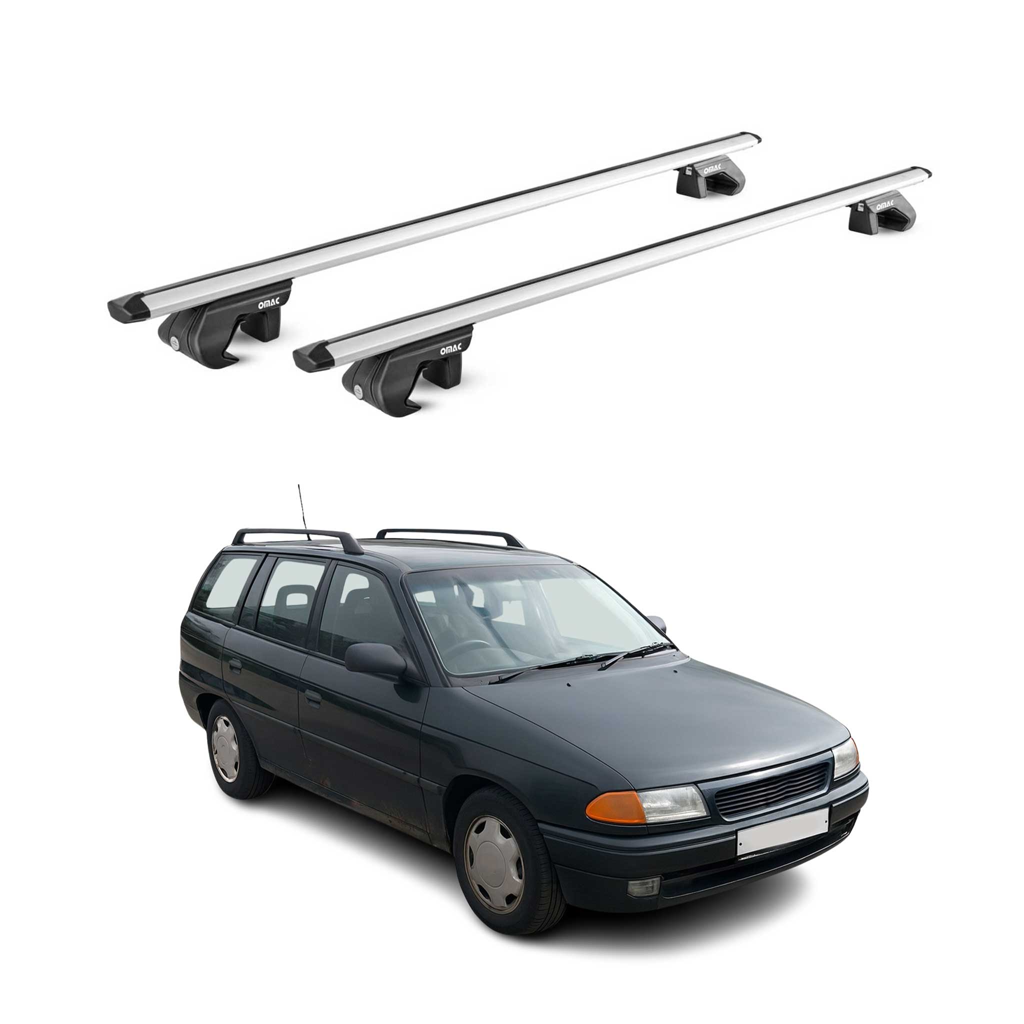 Barres de toit transversales pour Opel Astra F G Break 1991-04 Alu Gris 2x ABE