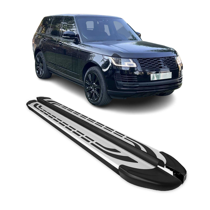 Marchepieds Latéraux pour Range Rover Vogue 2012-2023 Aluminium Gris Noir 2Pcs