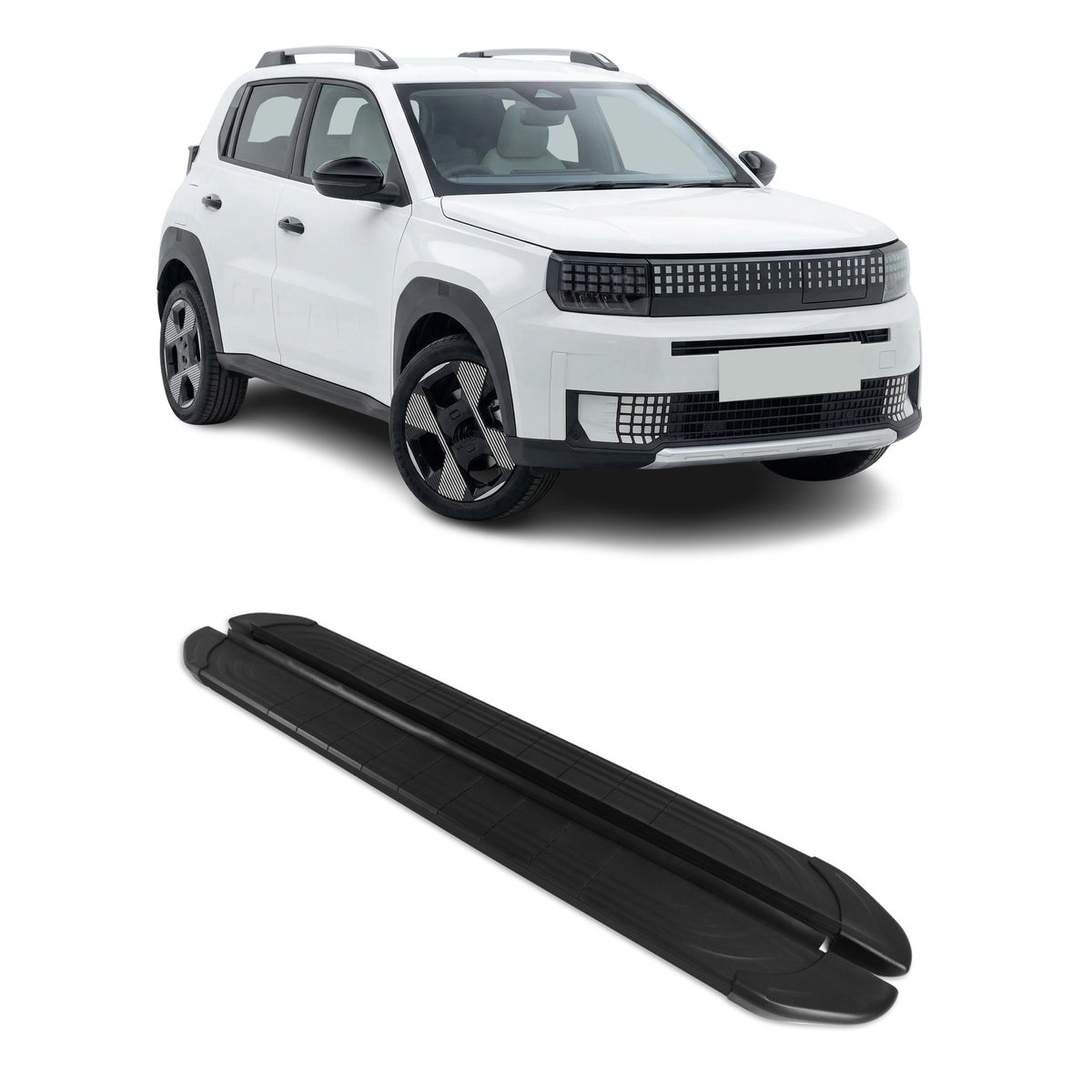 Marchepieds Latéraux pédale pour Fiat Grande Panda 2024-2026 2Pcs Aluminium Noir
