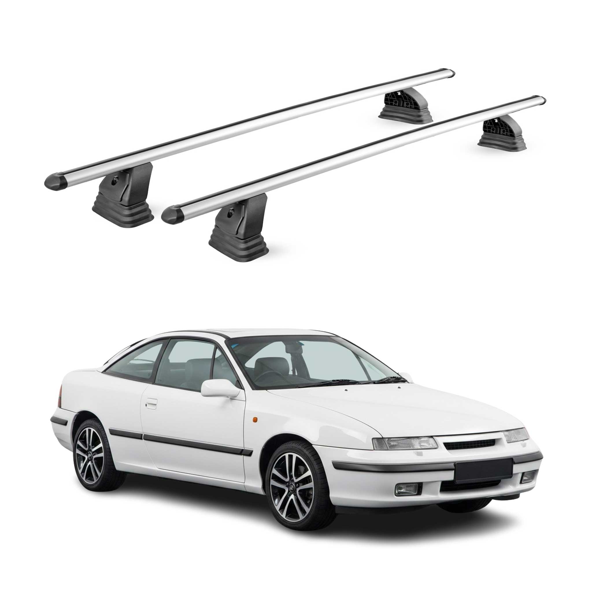 Barres de toit transversales Alu pour Opel Calibra 1990-1997 TÜV 75 kg Gris 2Pcs