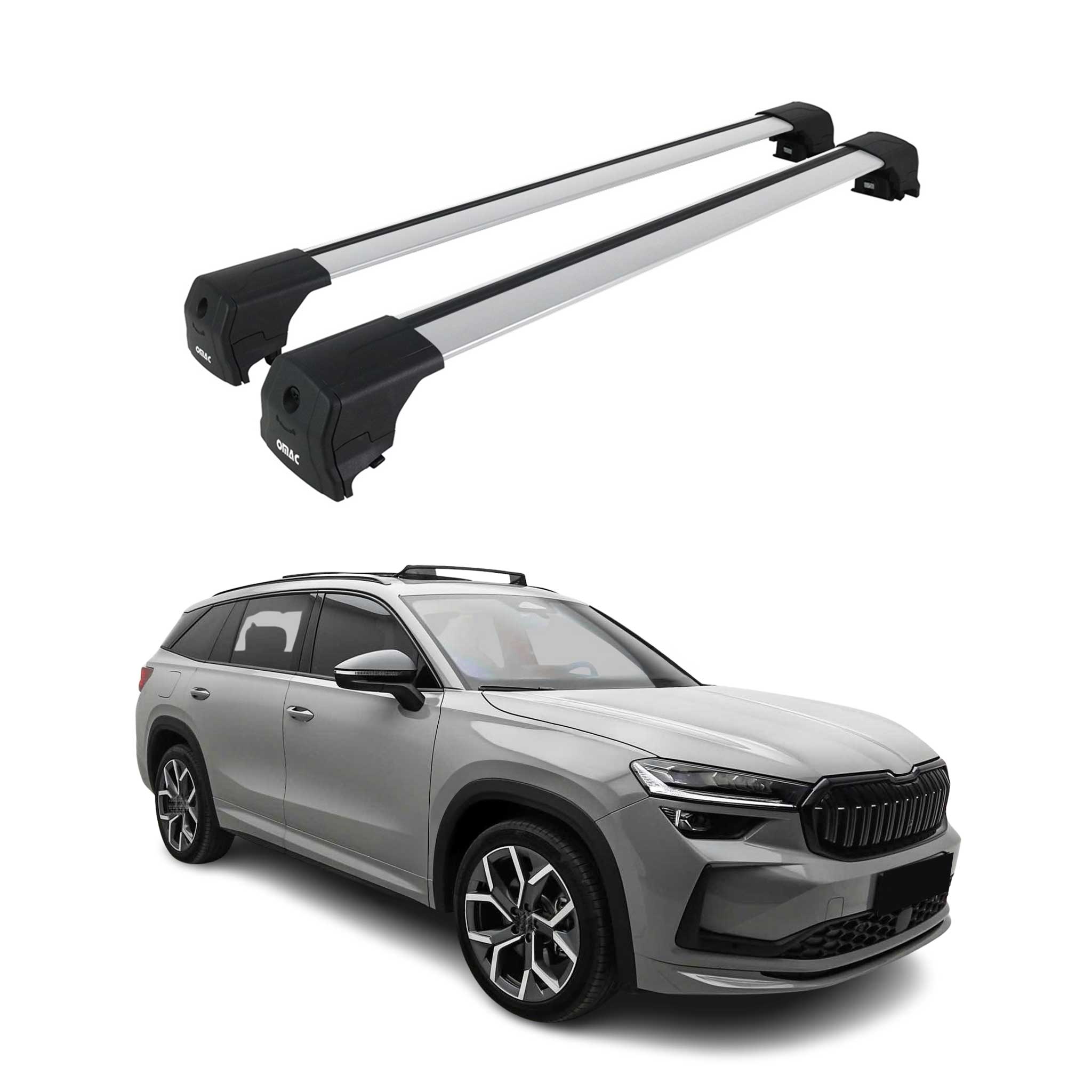 Barres de toit transversales pour Skoda Kodiaq II 2024-2026 Aluminium Gris 2 pcs
