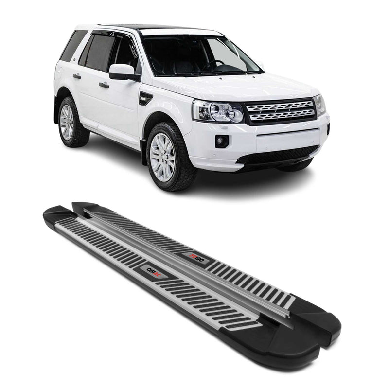 Marchepieds Latéraux pour Land Rover Freelander 2006-2014 Aluminium Noir Gris 2x