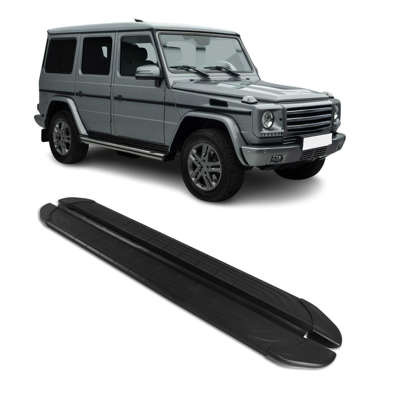 Marchepieds Latéraux pour Mercedes Classe G W463 2007-2018 2Pcs Alu Noir
