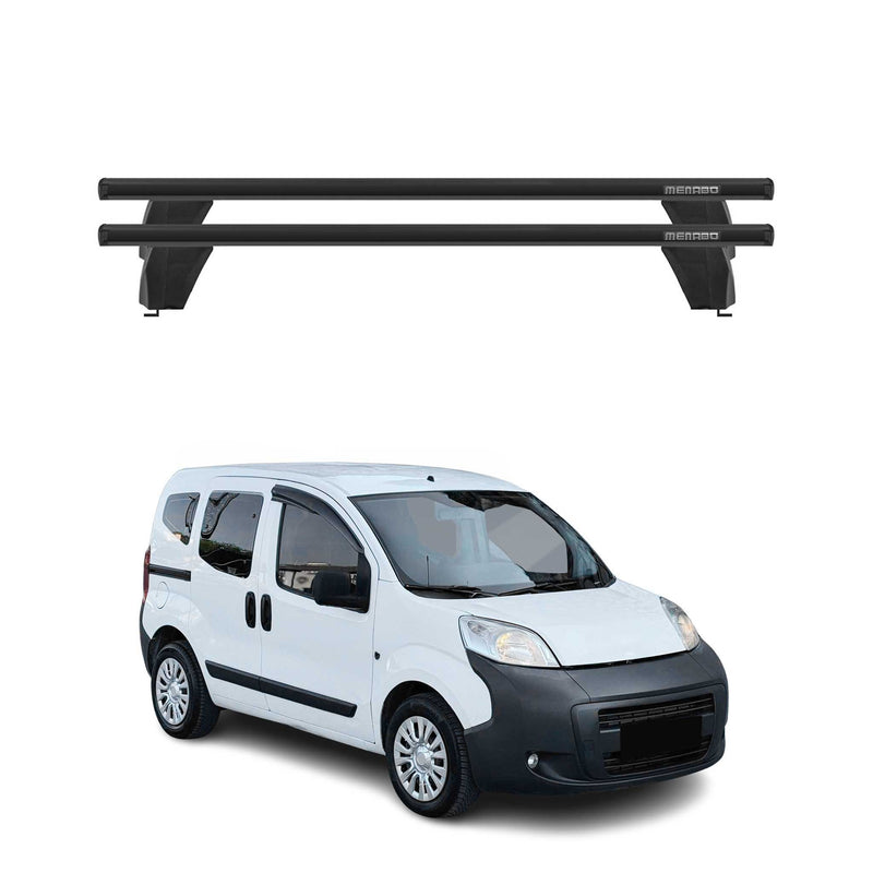 Menabo Barres de toit Transversales pour Peugeot Bipper 2008-2014 Alu Noir ABE