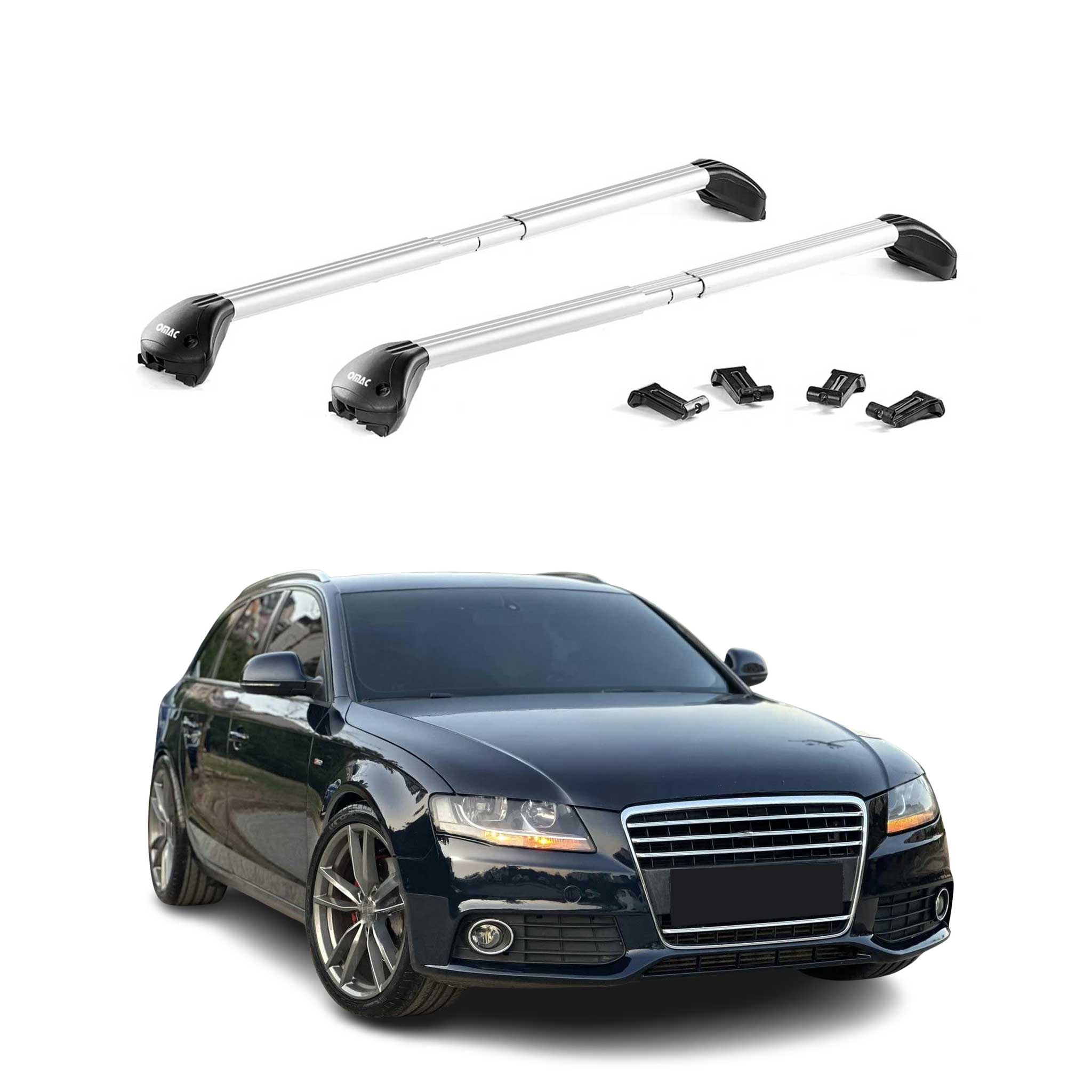 Barres de toit transversales pour Audi A4 Allroad B8 2009-2015 Alu Gris 2x ABE