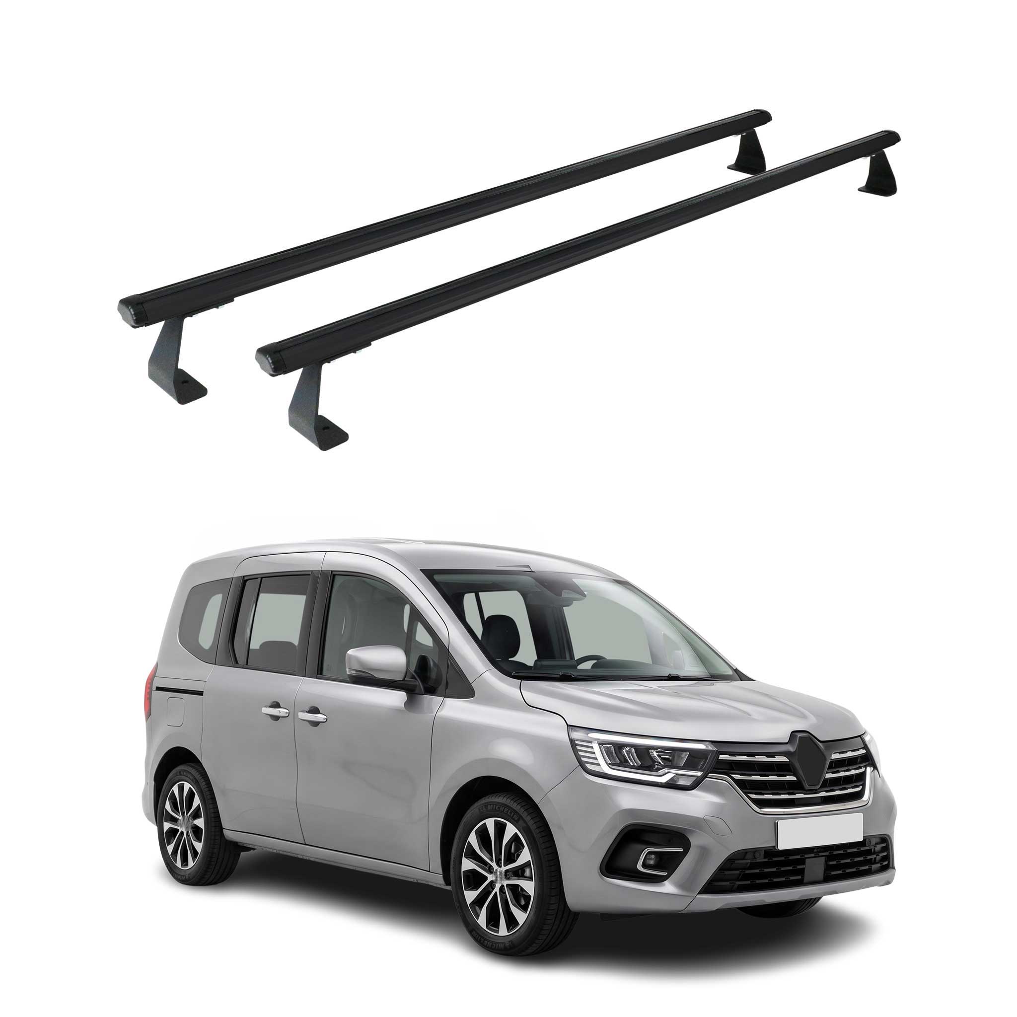 Barres de toit transversales pour Renault Kangoo III 2021-2026 Aluminium Noir 2x