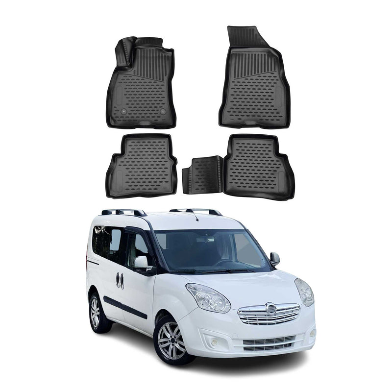 Tapis de Sol pour Opel Combo 2010-2018 Caoutchouc TPE Noir 4x