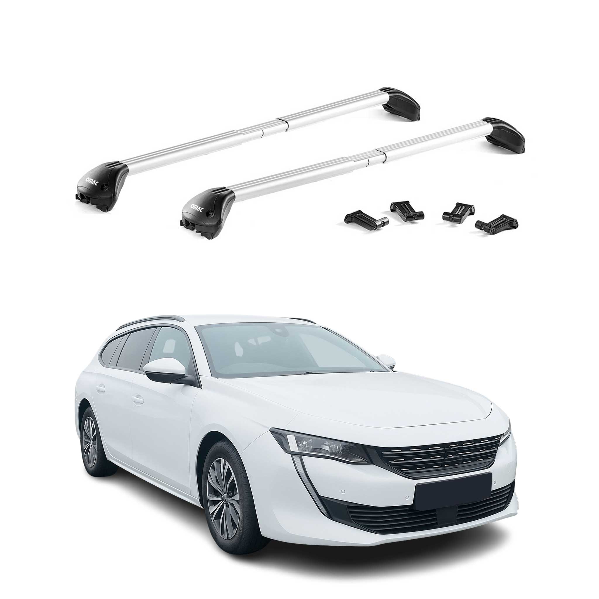 Barres de toit transversales pour Peugeot 508 Break 2018-2025 Alu Gris 2x
