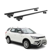 Barres de toit transversales pour SsangYong XLV 2016-2021 Aluminium Noir ABE