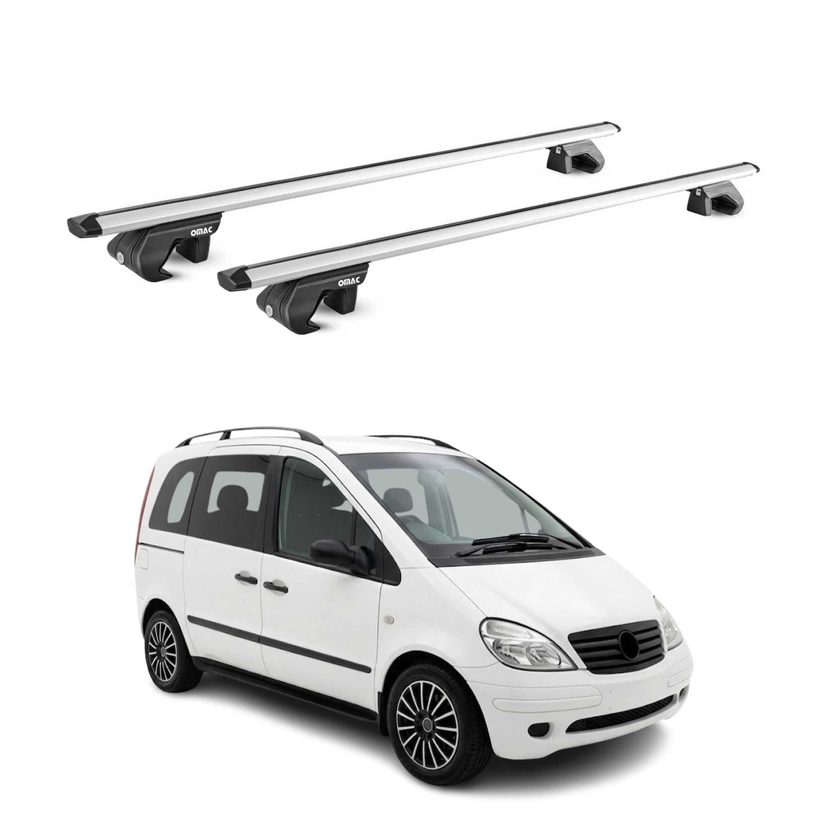 Barres de toit transversales ABE pour Mercedes Vaneo W414 2001-2005 Alu Gris 2x